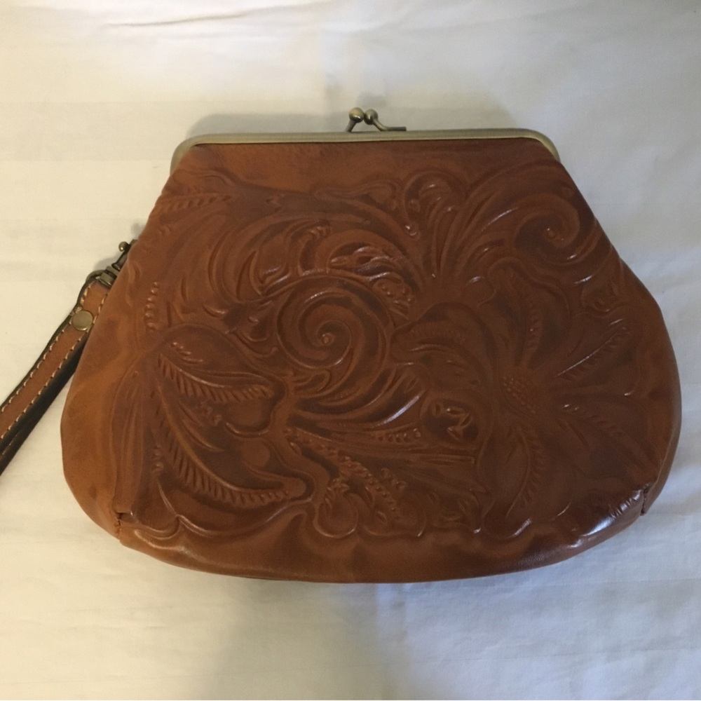 Patricia Nash Embossed Leather Wristlet - Tan